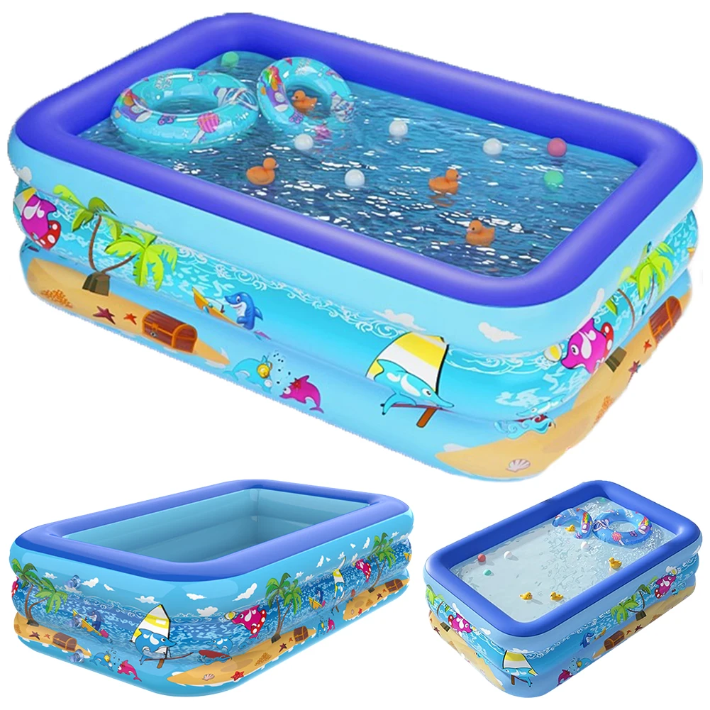 Aufblasbares Schwimmbad PVC Verdickung Schwimmbad Cartoon Muster Wasserspiel becken für Kleinkind Kinder Image