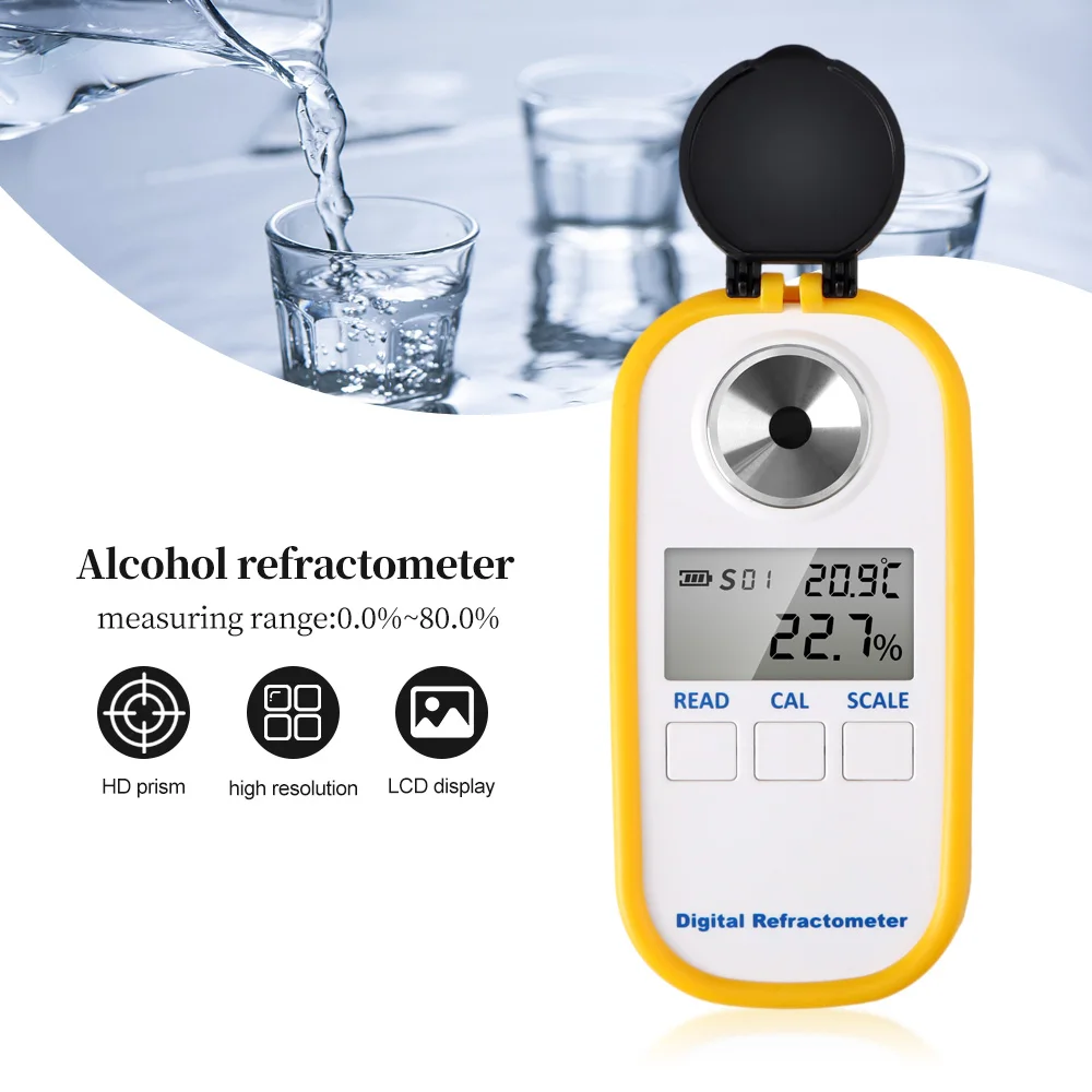 0-80% Alkohol Refraktometer LCD Digital Refraktometer Geist Alkohol Refraktometer Meter Weißwein Detektor ATC Alkohol Tester Image
