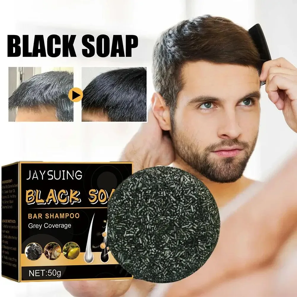 1/3 stücke Polygonum Multiflorum Schwarz Haar Seife Weiß Haar Reparatur Seife Haarpflege Pflegende Anti Schuppen Natürliche Haar Farbstoff Seife Image