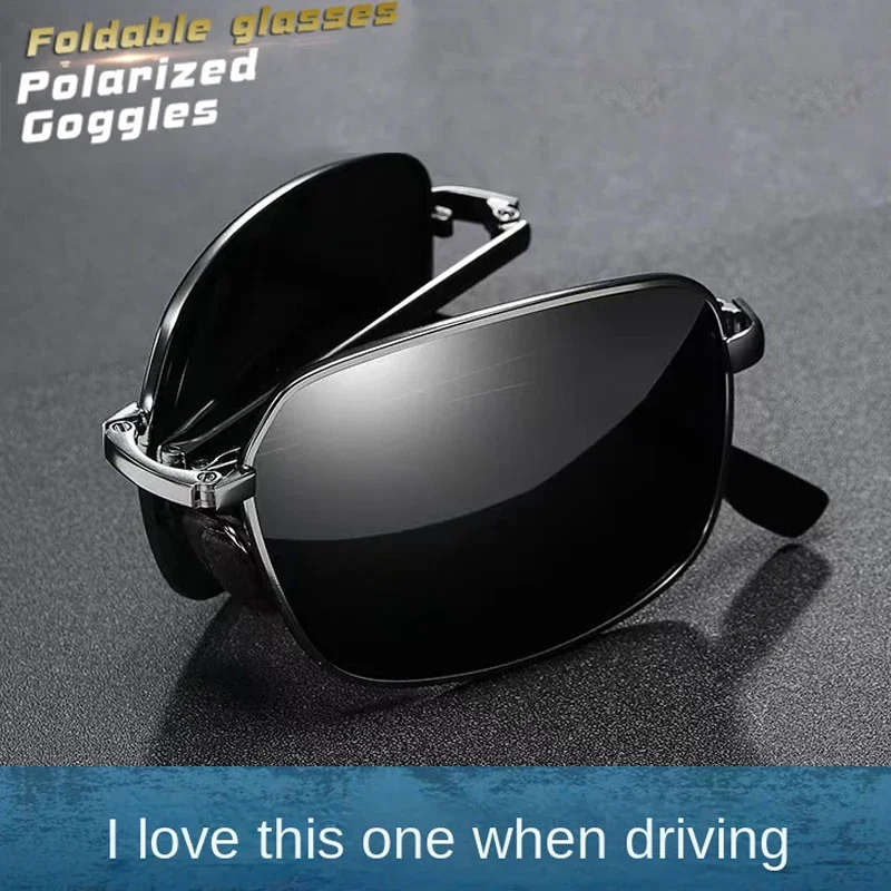 Neue 2024 Hochwertige Mode Faltbare Polarisierte Sonnenbrille Männer Frauen Vintage Tragbare Falten Metall Rahmen Sonnenbrille UV400 Image