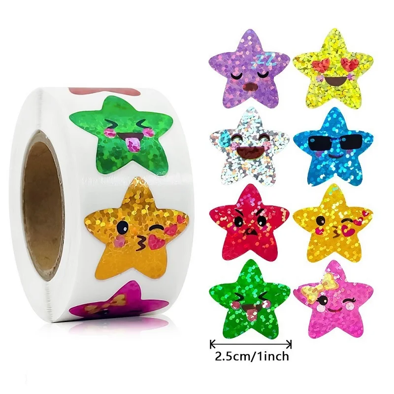 100-500PCS Neue Stern Aufkleber Cartoon Aufkleber Kleine Verpackung Roll Pack Roll Aufkleber Danke Etiketten Image