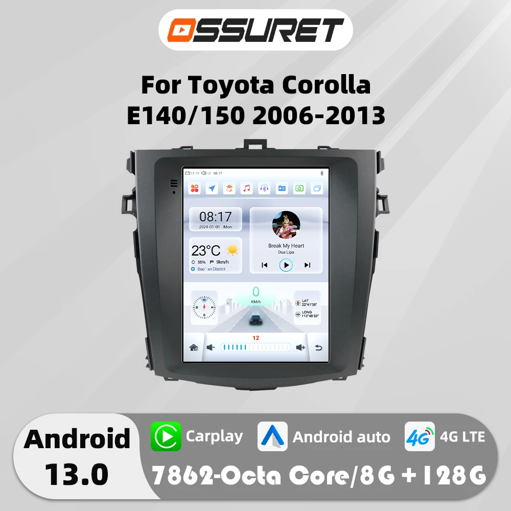 9,7 "7862 Android 13 Auto radio für Toyota Corolla E140 E150 2006-2013 Multimedia-player 4G Autoradio DSP Carplay GPS navi Stereo Image