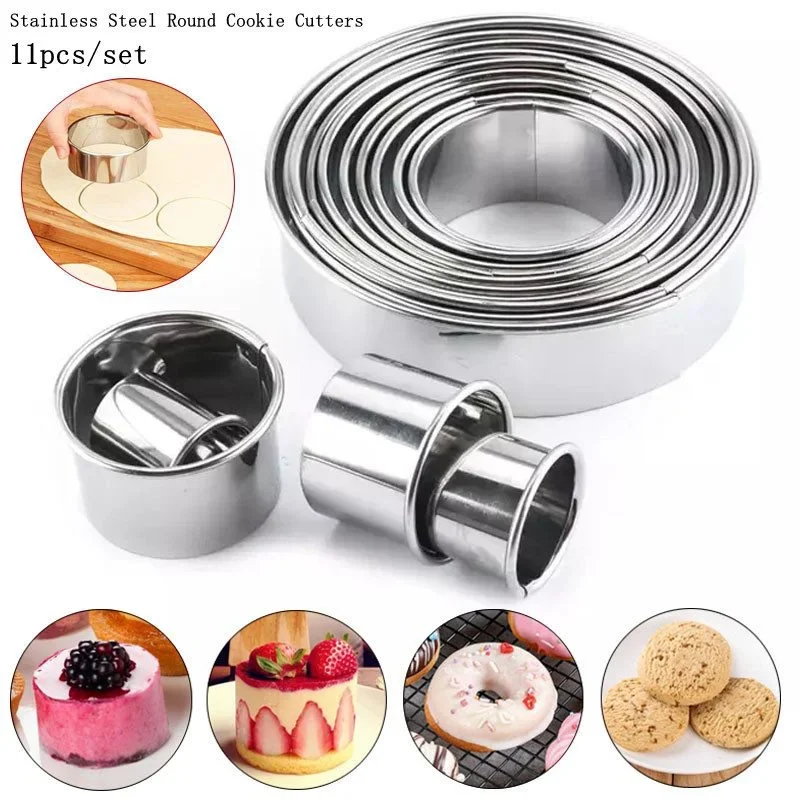 11 teile/satz Edelstahl Runde Cookie Keks Schneider DIY Gebäck Backen Kreis Ring Formen Image