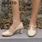 ASILETO Brand Women T-strap Pumps Round Toe High Heels 6cm Plus Size 46 47 48 Casual Daily Office