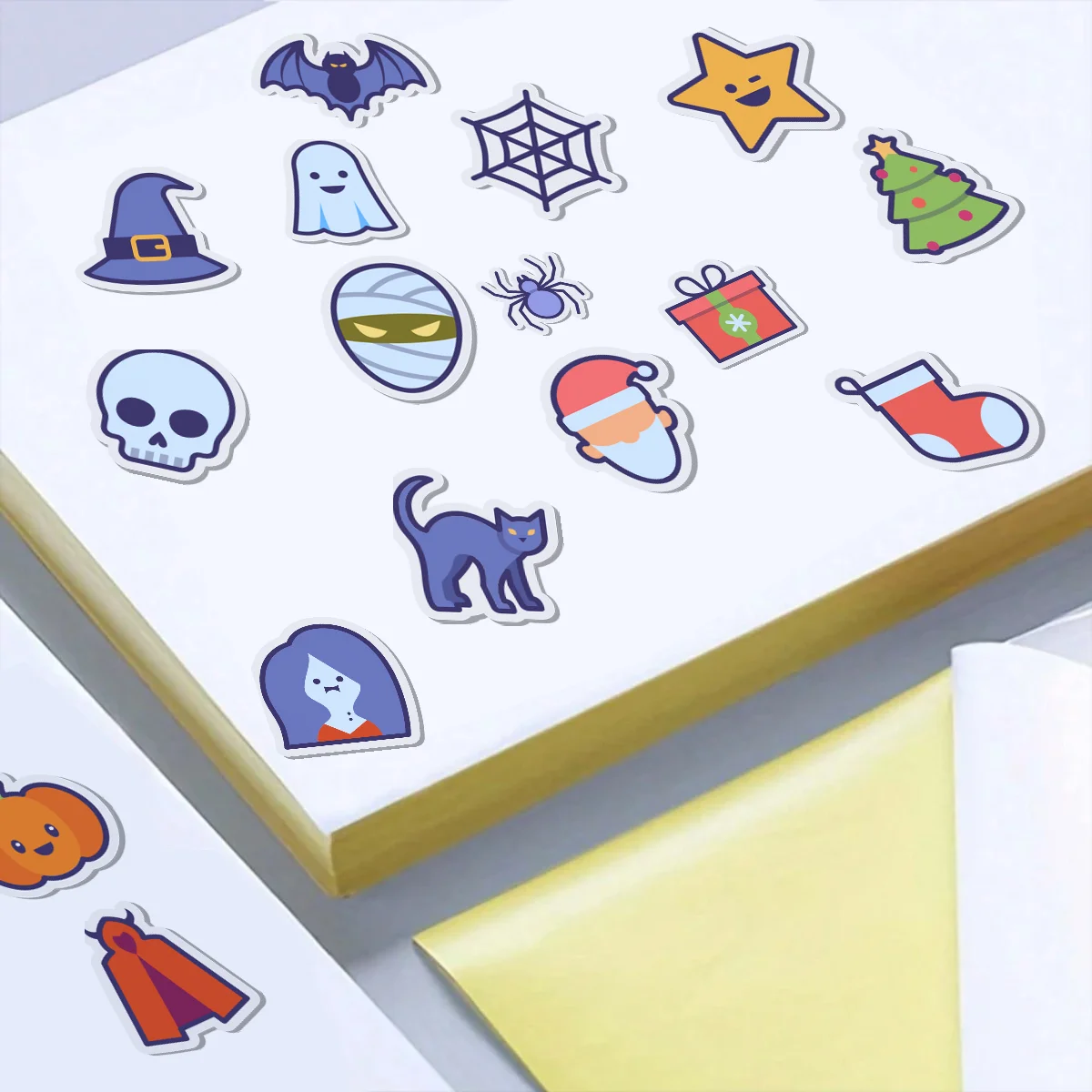 10/20/50/100pcs a4 weiß/kraft druckbare klebrige Halloween-Aufkleber Etikett matt glänzendes Papier blatt für Laser-Tinten strahl drucker Kopierer Image