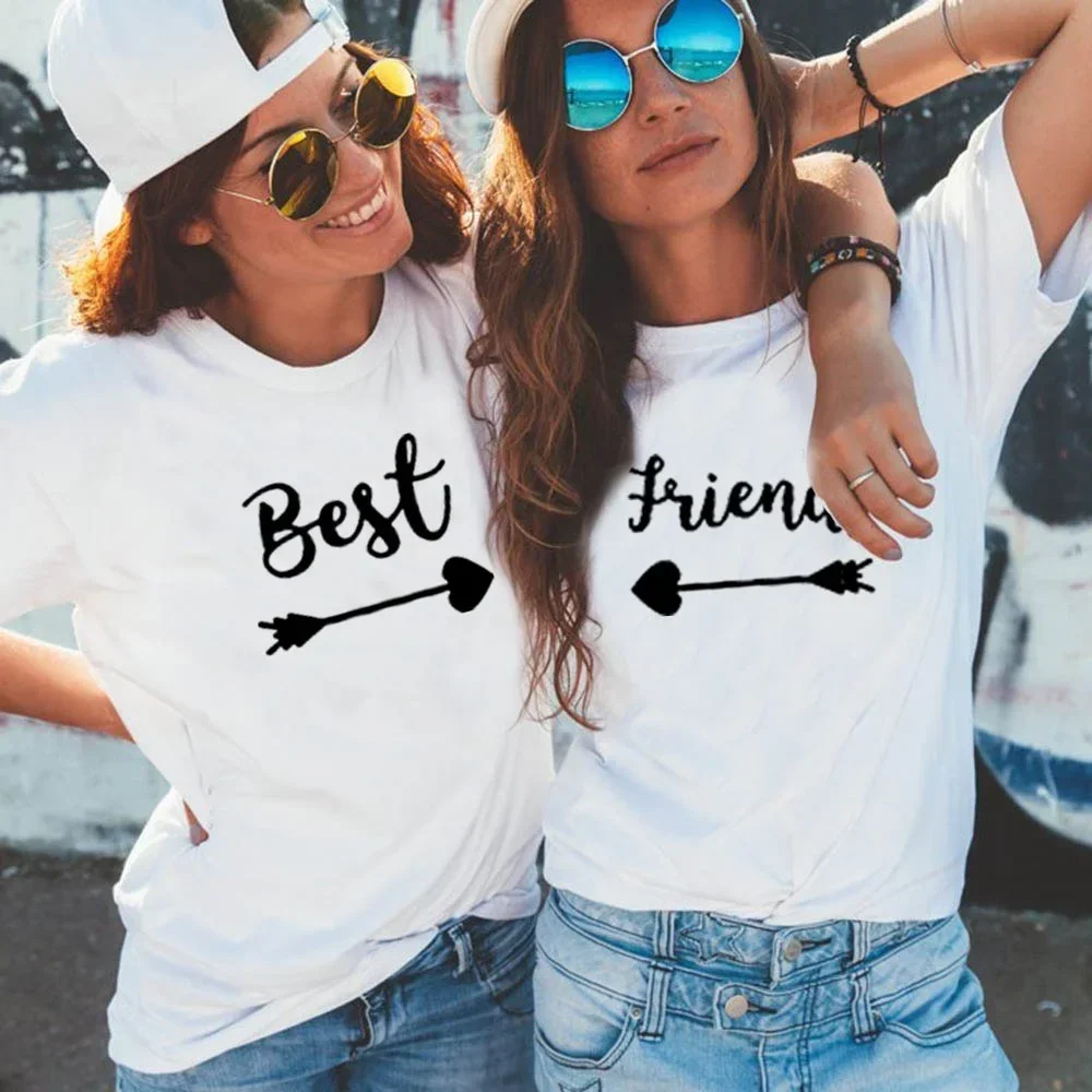 Beste Freunde T shirt Frauen T-shirt Sommer Kurzarm Schwester Bff T Shirt Frauen T-shirt Top Weiß Casual Tee Shirt Femme Image