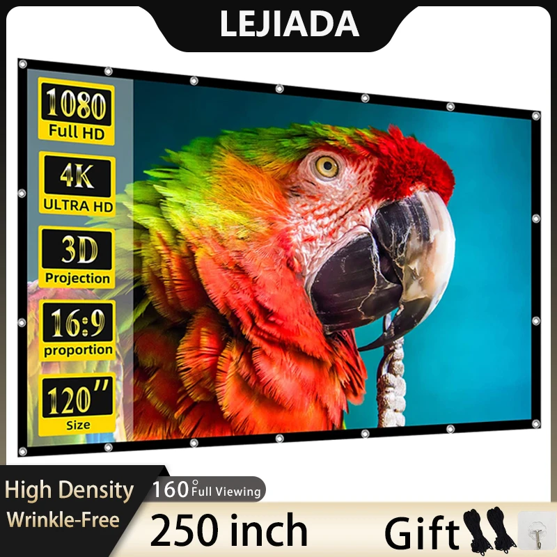 Lejiada Projektor Leinwand weiche hohe Dichte weiß falten frei 250 Zoll tragbare faltbare doppelseitige Leinwand Indoor Outdoor Film Image