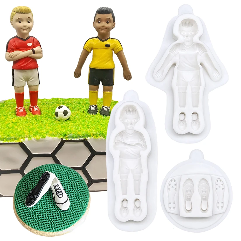 Fußballspieler Stiefel Silikon Sugar craft Form Cupcake Backform Fondant Kuchen Dekorations werkzeuge Image