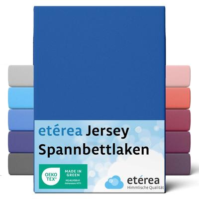 Comfort Jersey Spannbettlaken Blau 180x200 cm - 200x200 cm - Blau - Etérea