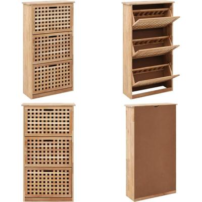Vidaxl - Schuhschrank 55 x 20 x 104 cm Walnuss Massivholz - Holz Schuhschrank - Walnuss Image