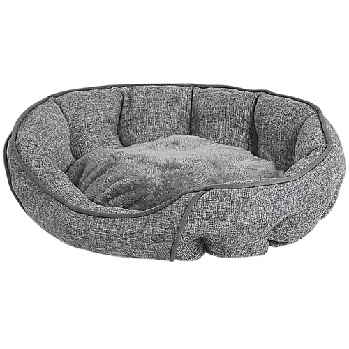 Tierbett Grau 60x50 cm Kuschelig Oval Modern für kleine und mittlere Hunde Katzen