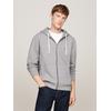 Kapuzensweatjacke TOMMY HILFIGER "ESSENTIAL FLEECE ZIP THROUGH", Herren, Gr. S, grau (medium grau heather), Sweatware, Obermaterial: 60% Baumwolle, 40% Polyester, casual, Langarm, Sweatjacken, kleine Logostickerei