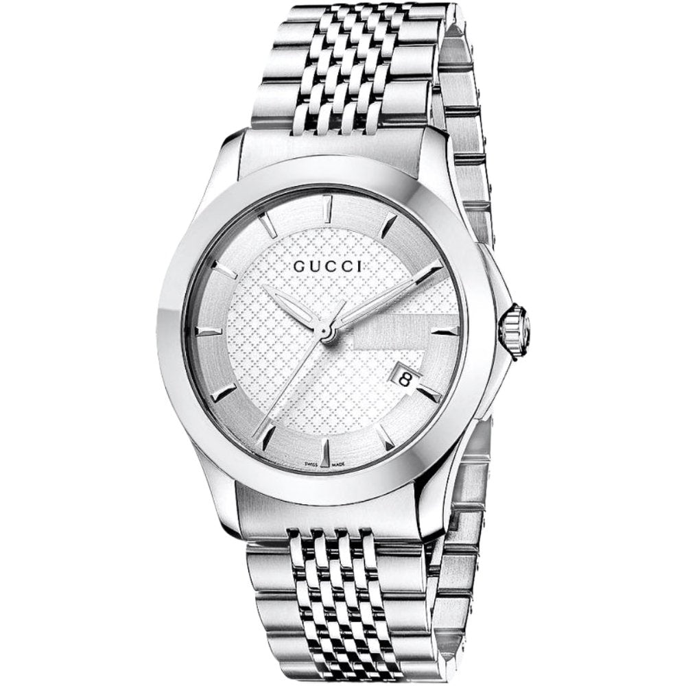 Gucci YA126401 G-Timeless Silbernes Zifferblatt Herrenuhr
