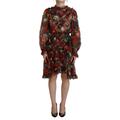 Seidenkleid in A-Linie mit Geraniendruck
