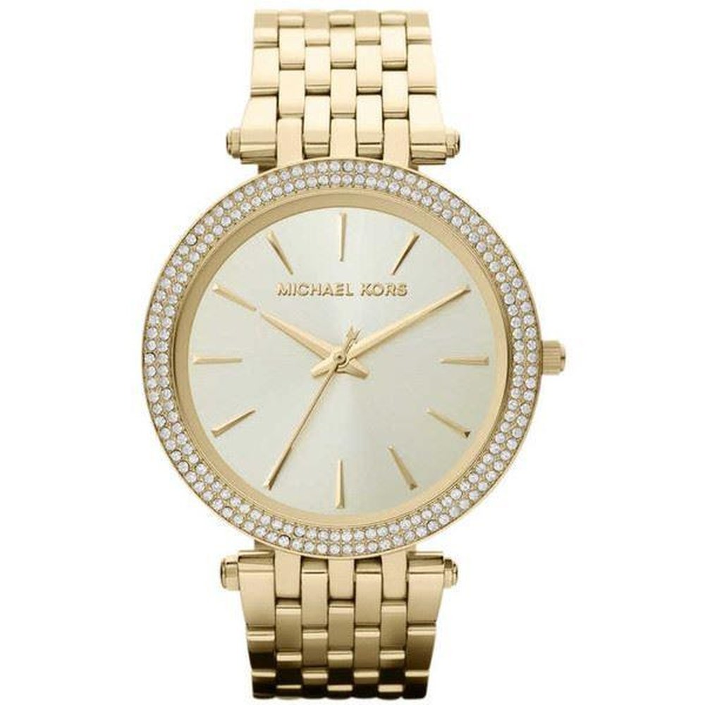 Michael Kors MK3191 Darci Glitz Gold Zifferblatt Pave Lünette Kristall Damenuhr Image