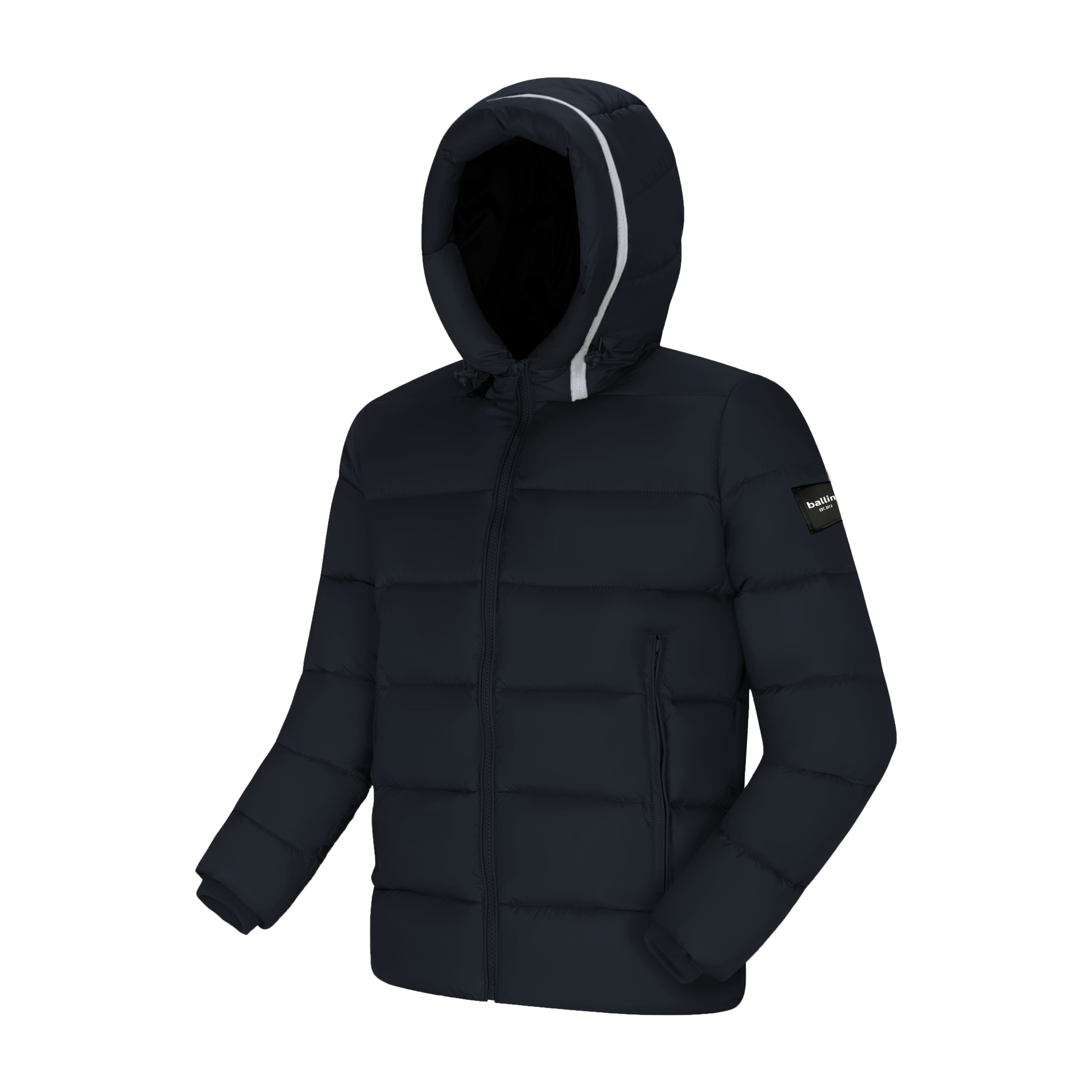 Herren Wintermantel von der Marke Ballin Est. 2013. Die Jacke ist aus hochwertigem Polyester gefertigt und hat eine normale Passform. Die Jacke verfügt über einen Auf- und Abwärts-Reißverschluss, einfach für Fahrrad, Moped oder Roller. Marke: Ballin... Image
