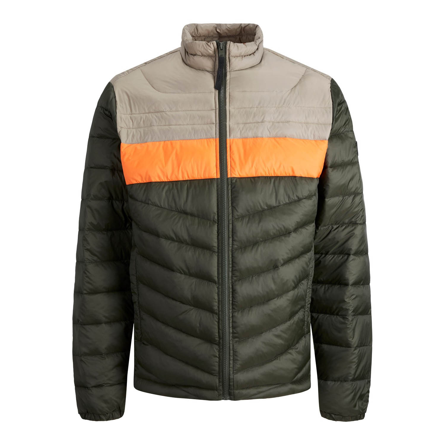 Herrenjacke der Marke Jack & Jones. Die Jacke ist aus hochwertigem Polyester gefertigt. Marke: Jack & JonesModellname: Jje Hero Puffer Collar Kategorie: Herrenmantel WinterMaterialien: PolyesterFarben: grün, beige, orange