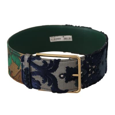 Jacquard-Embroid-Ledergurtel aus goldenem Metall Image