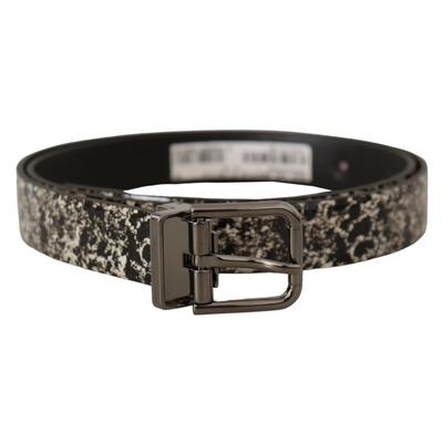 Grauer Logo-Gurtel aus Leder mit Marmordruck Image