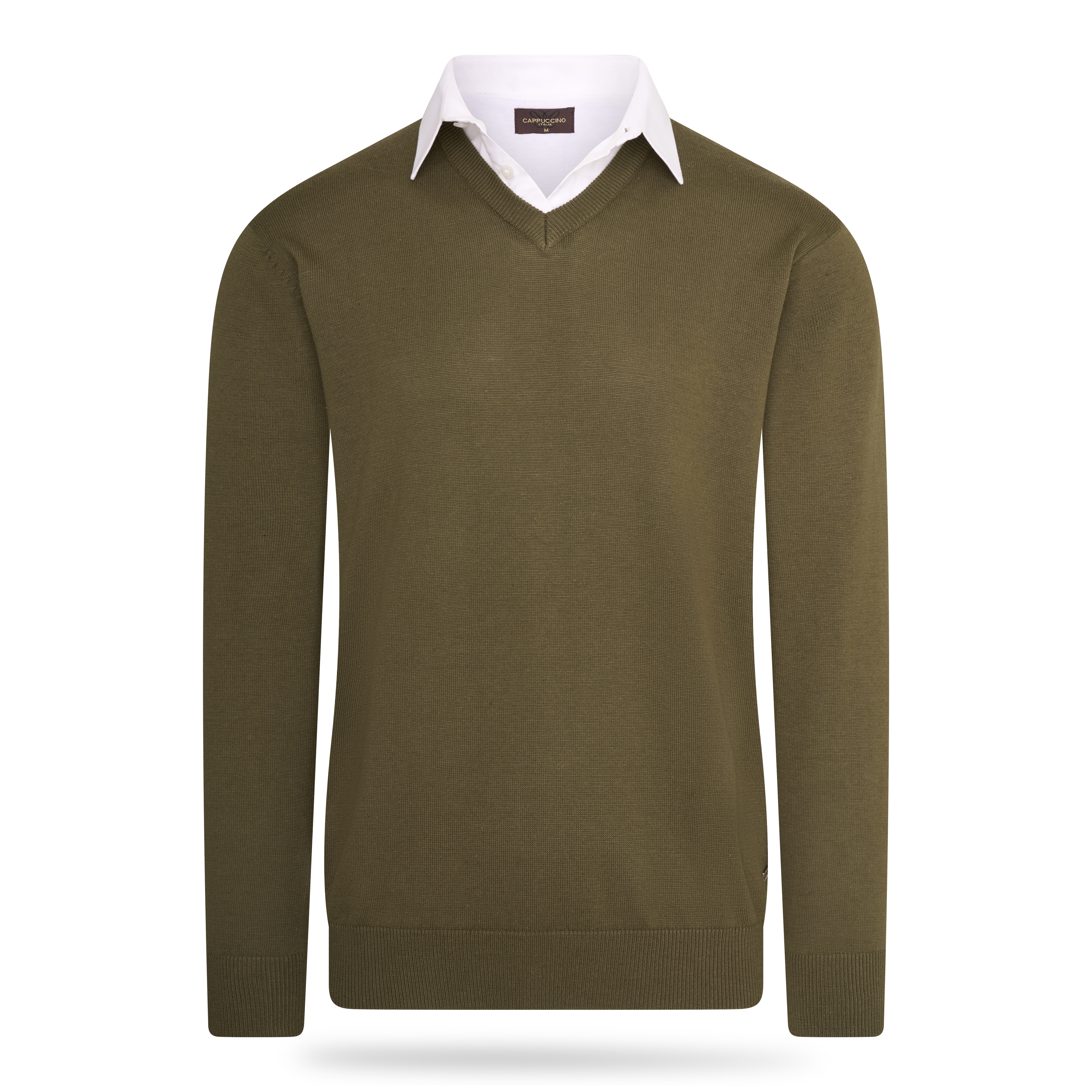 Cappuccino Italia Mock Pullover für Herren. Der Mock Pullover besteht aus 50% Baumwolle und 50% Acryl und hat eine normale Passform. Der Pullover hat einen Hemdkragen, der an den Pullover angenäht ist. Marke: Cappuccino ItaliaModellname: Mock... Image