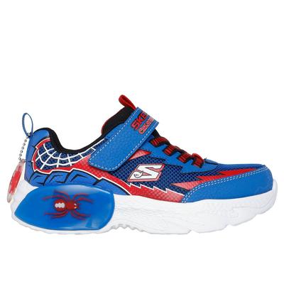 Skechers Boy's Creature Crawlers Sneaker | Size 3.0 | Blue/Red | Synthetic/Textile
