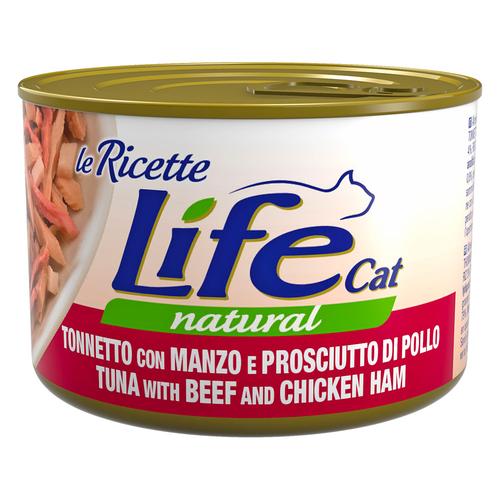 Sparpaket:12x150g Life Cat ""Le Ricette"" Thunfisch, Rindfleisch, Schinken Katzenfutter nass