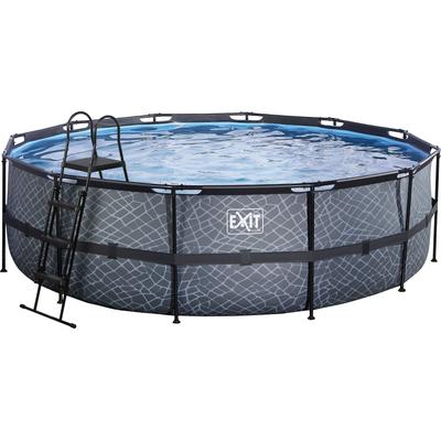 Framepool EXIT "inkl. Sicherheitsleiter", grau, H:122cm Ø:488cm, Schwimmbecken, ØxH: 488x122 cm, mit Kartuschenfilteranlage und Filterkartusche