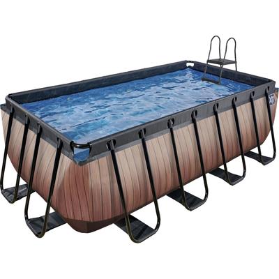 Framepool EXIT, braun, B:200cm H:122cm L:400cm, Schwimmbecken, BxLxH: 200x400x122 cm, mit Kartuschenfilter und Sicherheitsleiter