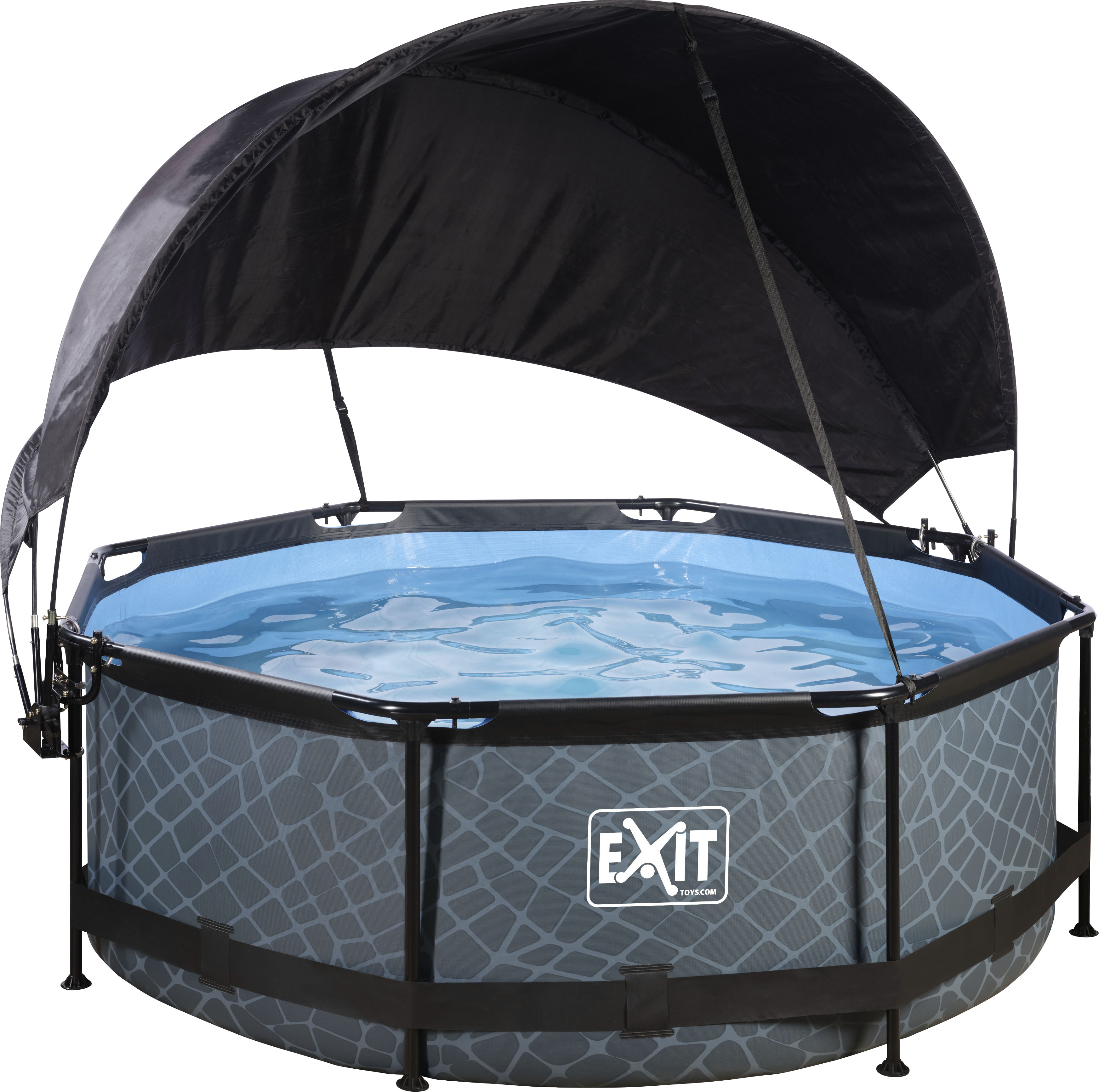Framepool EXIT "inkl. Sonnensegel", grau, H:76cm Ø:244cm, Schwimmbecken, ØxH: 244x76 cm, mit Kartuschenfilterpumpe und Sonnensegel Image