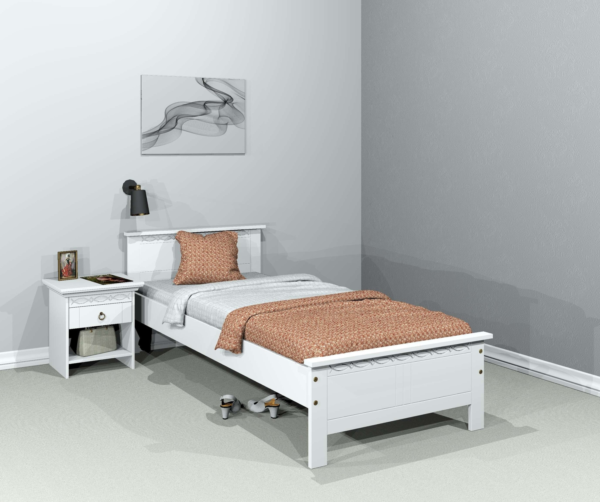 Massivholzbett OTTO HOME "Indra, TOPSELLER, Landhausstil, edles Design,zertifiziertes Massivholz", weiß, B:102cm H:75cm L:208cm, Betten, Massivholzbett, mit Kopfteil, mit dekorativen Fräsungen, aus Kiefer