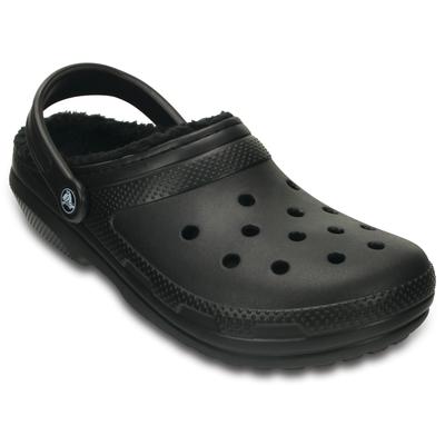 Hausschuh CROCS "Classic Lined Clog", Herren, Gr. 38, schwarz (schwarz, uni), Croslite, casual, Schuhe, Gartenschuh, Sch