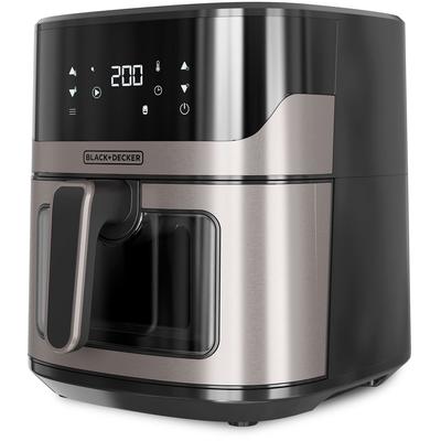BLACK + DECKER Heissluftfritteuse "BXAF6500E / ES9730070B", schwarz (schwarz, edelstahl), B:26cm H:35,1cm T:28cm, Fritteusen