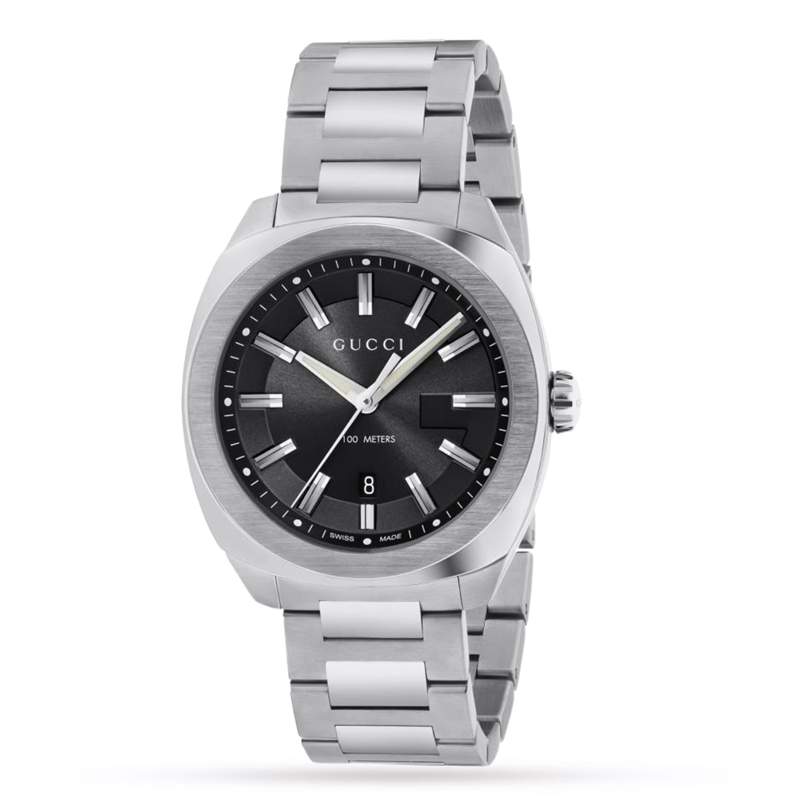 Gucci - Edelstahlarmband Sonnenstrahl Schwarzes Zifferblatt Herrenarmbanduhr Image