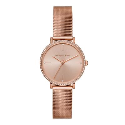 Elegante Damenuhr der Marke Michael Kors in der Farbe Roségold. Die Uhr ist aus rostfreiem Stahl gefertigt. Das Armband 