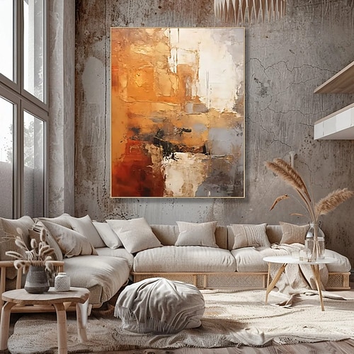 Ölgemälde Wabi Sabi Kunstwerk handgemalte Wandkunst große abstrakte Malerei Palettenmesser Malerei Farben abstrakte Wandkunst moderne abstrakte Leinwand große Leinwand Kunst Acryl orange Ölgemälde Image