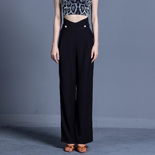 Latein-Tanz Für den Ballsaal Hosen Knöpfe Damen Leistung Freizeitskleidung Hoch Spandex Image