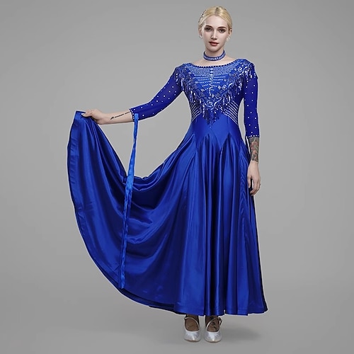 Gesellschaftstanzkleid für Damen, Wettkampf-Quaste, moderner Tango, Walzer, Standard-Auftrittskostüme Image