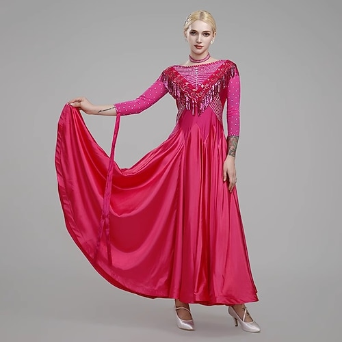 Gesellschaftstanzkleid für Damen, Wettkampf-Quaste, moderner Tango, Walzer, Standard-Auftrittskostüme Image