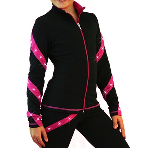 Fleecejacke fürs Eiskunstlaufen Damen Mädchen Eislaufen Jacke Shirt Rosa Blau Purpur elastisch Ausbildung Wettbewerb Eiskunstlaufkleidung warm Kristalle Langarm Eislaufen Eiskundstlauf Image