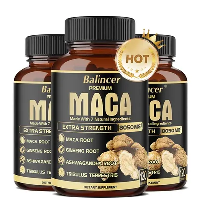 Maca Root Capsules - Natural Energy Supplement, Supports Athletic Performance and Motivation, Builds