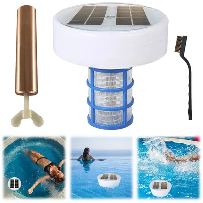 Copper Pool Ionizer Floater Eliminate Algae Automatic Pool Cleaner 85% Less Chlorine Auto Switch RGB