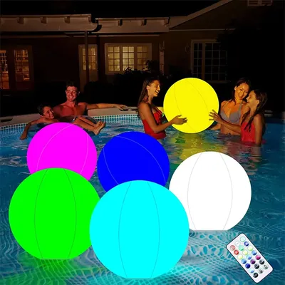 16 Colors Floating Pool Lights 40cm Large Inflatable Pool Beach Ball For Water Pool Party Outdoor