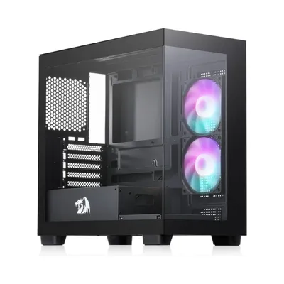 Redragon GC218M Gaming Back-Mounted PC Case, M-ATX Computer Chassis 2 x 120mm Fans Pre-Installed &