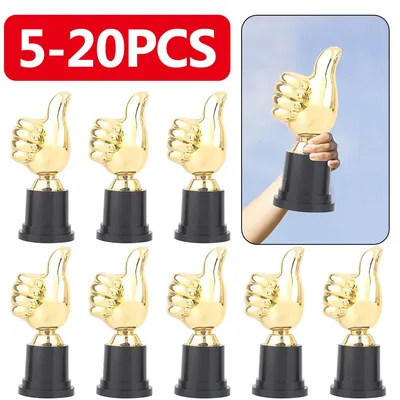 5-20Pcs Thumbs Up Trophy Football Plastic Trophy Encouragement Mini Victory Trophies Award Prize 5in