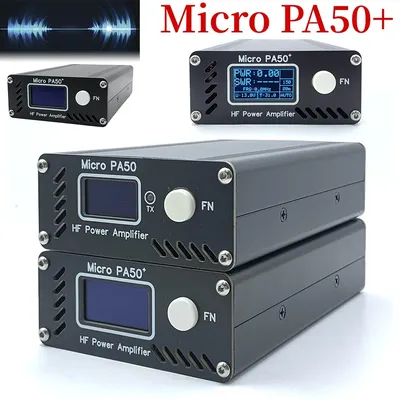 Micro PA50 PLUS SW HF Power Amplifier 3.5MHz-28.5MHz 1.3-Inch OLED Screen with Power / SWR Meter +