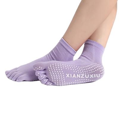 Yoga Socks Grip Yoga Socks Five Toe Socks 1 Pair Women's Socks Anti-Slip Breathable Moisture Wicking Protective Yoga Pilates Dance Bikram Barre Sports Winter Deep Purple Azure PinkYellow