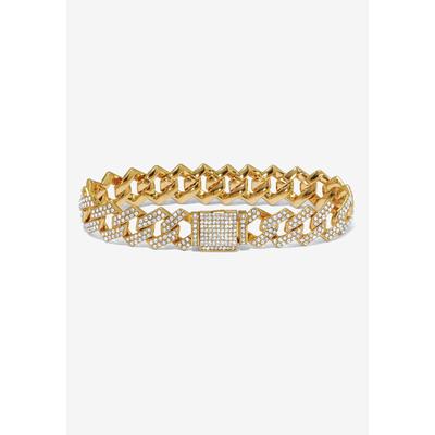 Men's Big & Tall Round Crystal Goldtone Link Bracelet 9-Inch by PalmBeach Jewelry in Gold