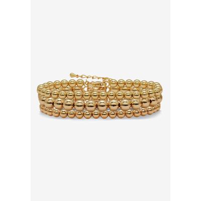 Women's Goldtone Ball Bead Bracelets 7-Inch Length Plus 2-Inch Extension, 3-Piece Set by PalmBeach Jewelry in Gold