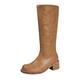 𝗥ed Glitter Shoes for Women Calf Boots Knee High Boots High Heeled Long Boots 𝗖hunky Platform Boots (Brown, 5.5)