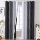 VEHEDE Ombre Blackout Curtains for Bedroom 96 Inch Drop, Thermal Wave Curtains for Sliding Door, Noise Reducing Wave Stripe Drapes for Living Room W52 x L96 Inch, Black and Greyish White, 2 Panels